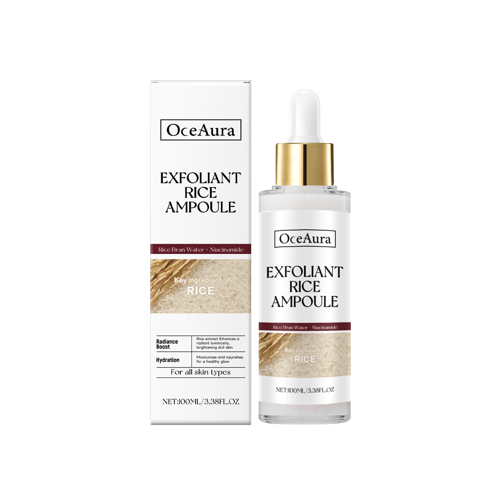 OceAura Rice Moisturizing Exfoliator, Moisturizes, Hydrates, Gently Exfoliates And Protects Tender Skin