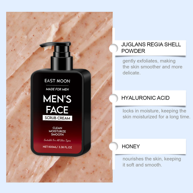 East Moon Men's Oil Control Scrub, Gently Cleanses Facial Skin With A Refreshing And Moisturizing Oil Control Scrub