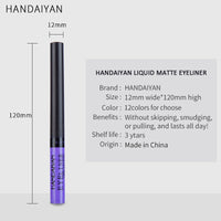 Makeup Color Eyeliner Matte Quick-Drying Liquid Eyeliner No Smudging MSDS Certified 12Pcs