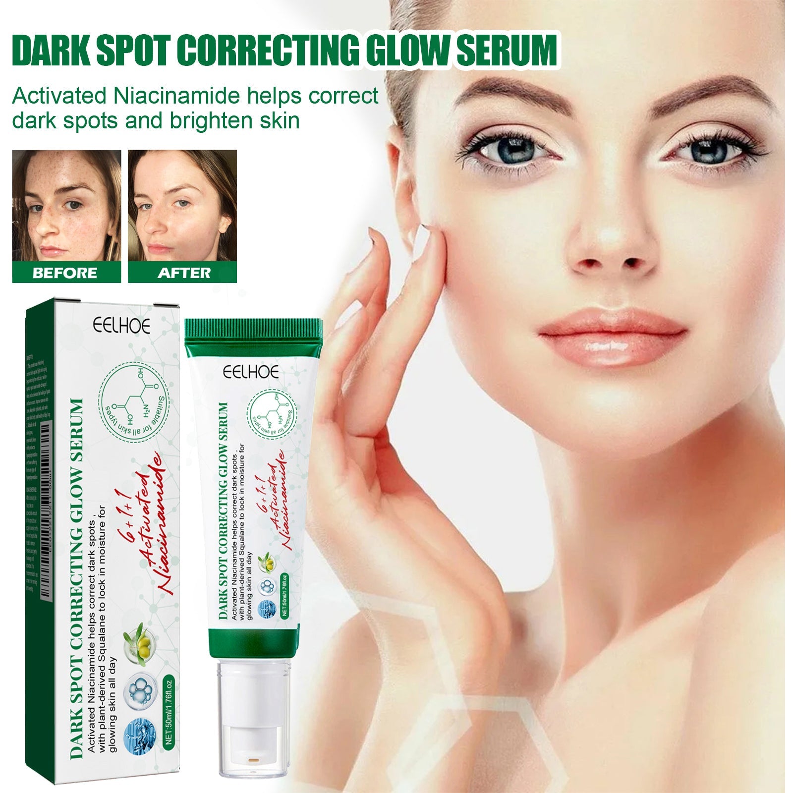 Dark Spot Correcting Glow Serum, Beauty Skin Stains Freckles Melanin Repair Dark Skin Care