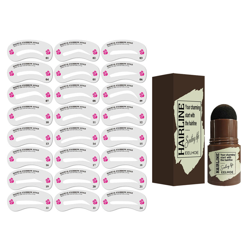 EELHOE Hairline Eyebrow Marks (Grayish Black With Eyebrow Card) Eyebrow Cake For Hairline Eyebrow Marks, Natural And Lazy Eyebrows, Quick Makeup For Eyebrow Marks