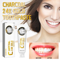 EELHOE Charcoal 24k Gold Toothpaste, Deep Clean Stained Teeth Yellow Care Mouth Fresh Breath White Beautiful Teeth