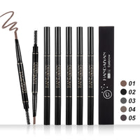 HANDAIYAN 5 Colors Automatic Rotating Eyebrow Pencil Double-ended Waterproof Triangle Eyebrow Pencil