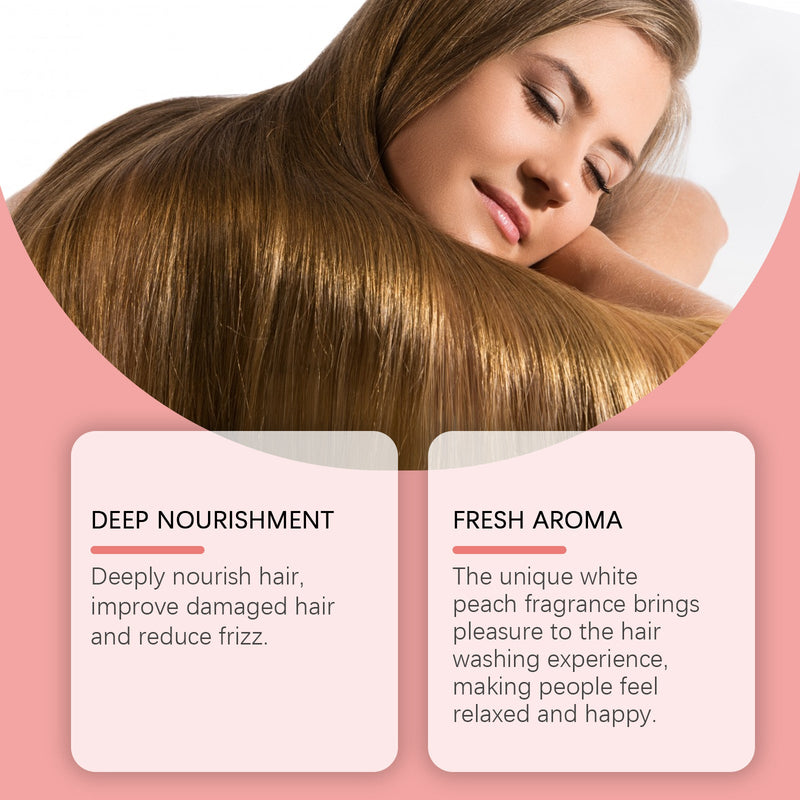 Jaysuing Ladies White Peach Fragrance Shampoo, Gentle Nourishing Dry And Smooth Hair Shampoo