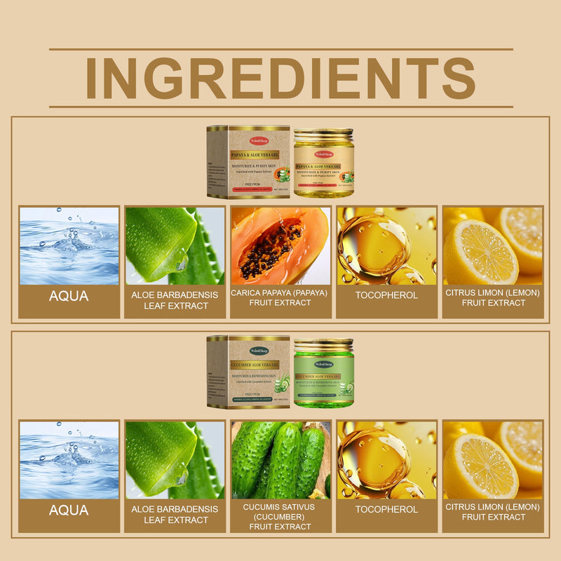 WoodSleep Papaya Aloe Vera Hydrating Gel Facial Cleansing Aloe Vera Gel Moisturizing Nourishing Gentle Exfoliating