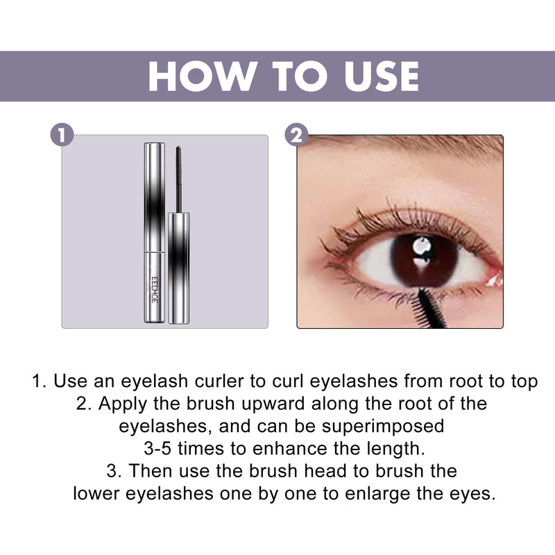 EELHOE Curl Your Mascara, Eyelashes Black Beautiful Natural Thick Sweat-Proof, Not Smudgy, Not Makeup Off Slim Long