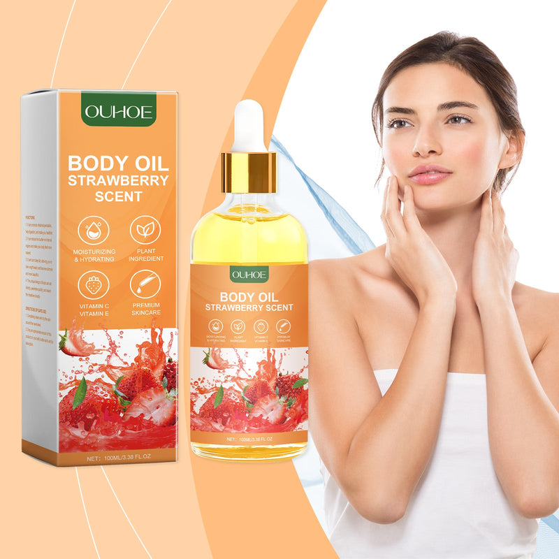 Strawberry Moisturizing Oil, Moisturizing Elastic Firming, Smoothing Fine Lines And Nourishing Skin Body Massage Oil