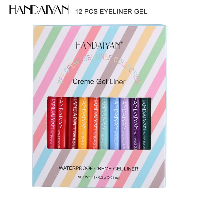 HANDAIYAN 12 Matte Colored Eyeliner Pens Quick Drying Gel Eyeliner Pens
