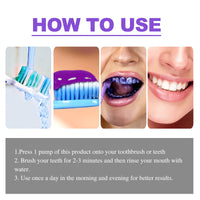 OUHOE Purple Whitening Toothpaste, Clean Stains Gums Care Breath Fresh White Toothpaste