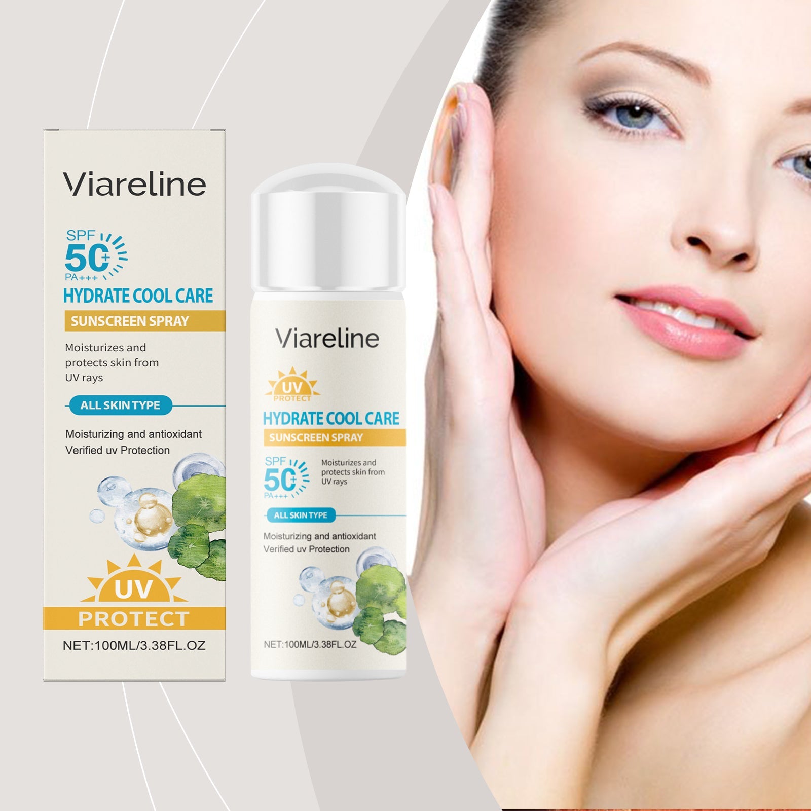 Viareline Refreshing Protection Spray Uv Refreshing Non-Greasy Moisture Lock Water Temperature And Face Protection
