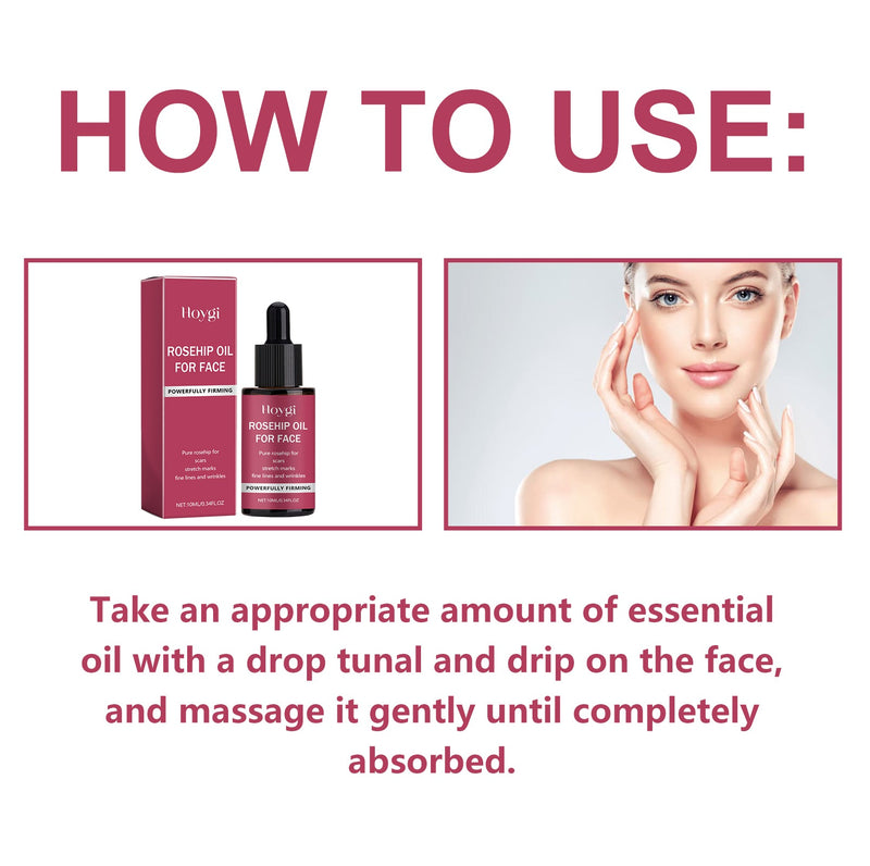 Rosehip Oil For Face, Delicate Pores Smooth Repair Facial Moisturizing Fade Acne Blackheads