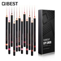 QIBEST Fashion Black Rod Lip Liner 12 Colors Mixed Color Lip Liner Set Waterproof Retouching Lipstick Pen