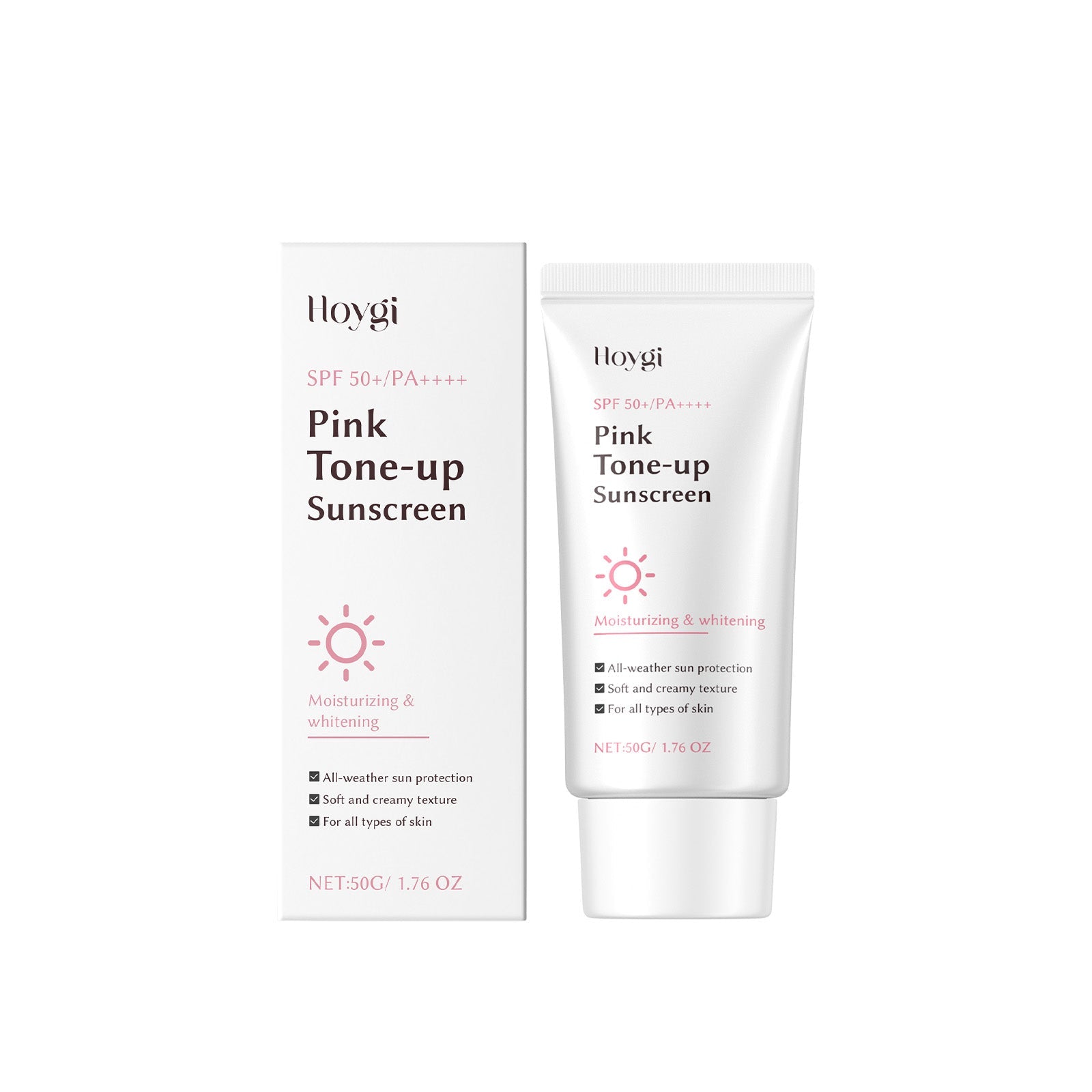 Hoygi Pink Brightening Protective Cream, Moisturizes With A Refreshing Texture Summer Outdoor Gentle Isolation Daily Protective Cream