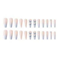 Ins Net Red With The Same Blue Butterfly Point Drill V-Shaped French Style Personality Trend Wearing Manicure Nail Patch