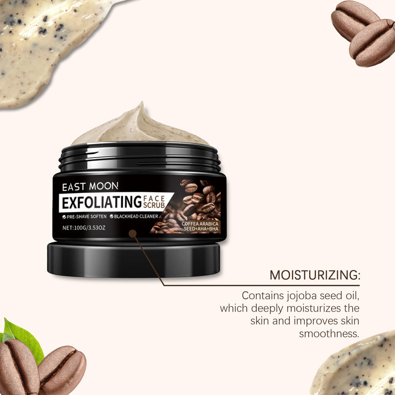 East Moon Coffee Facial Scrub, Men's Facial Hair Cleanser Pores Refreshing Comfort Cleansing Cream