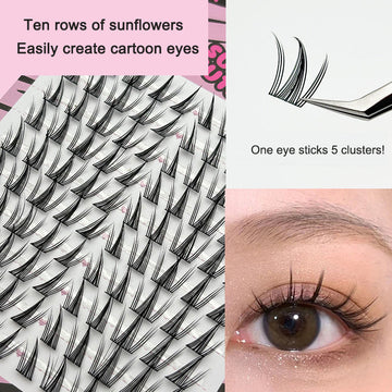 Large-capacity self-grafting eyelashes cartoon pure desire simulation natural single cluster butterfly girl 10 rows of sunflower