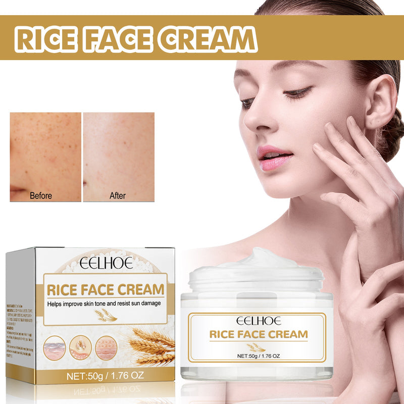 Rice Cream Gently Lightens Fine Lines, Hydrates, Moisturizes Pores, Tightens Facial Skin Care