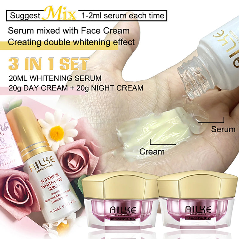 Lightening Anti-Wrinkle Face Cream, with Collagen, Hyaluronic Acid, Whitening Skin Care Women Facial Moisturizer Set
