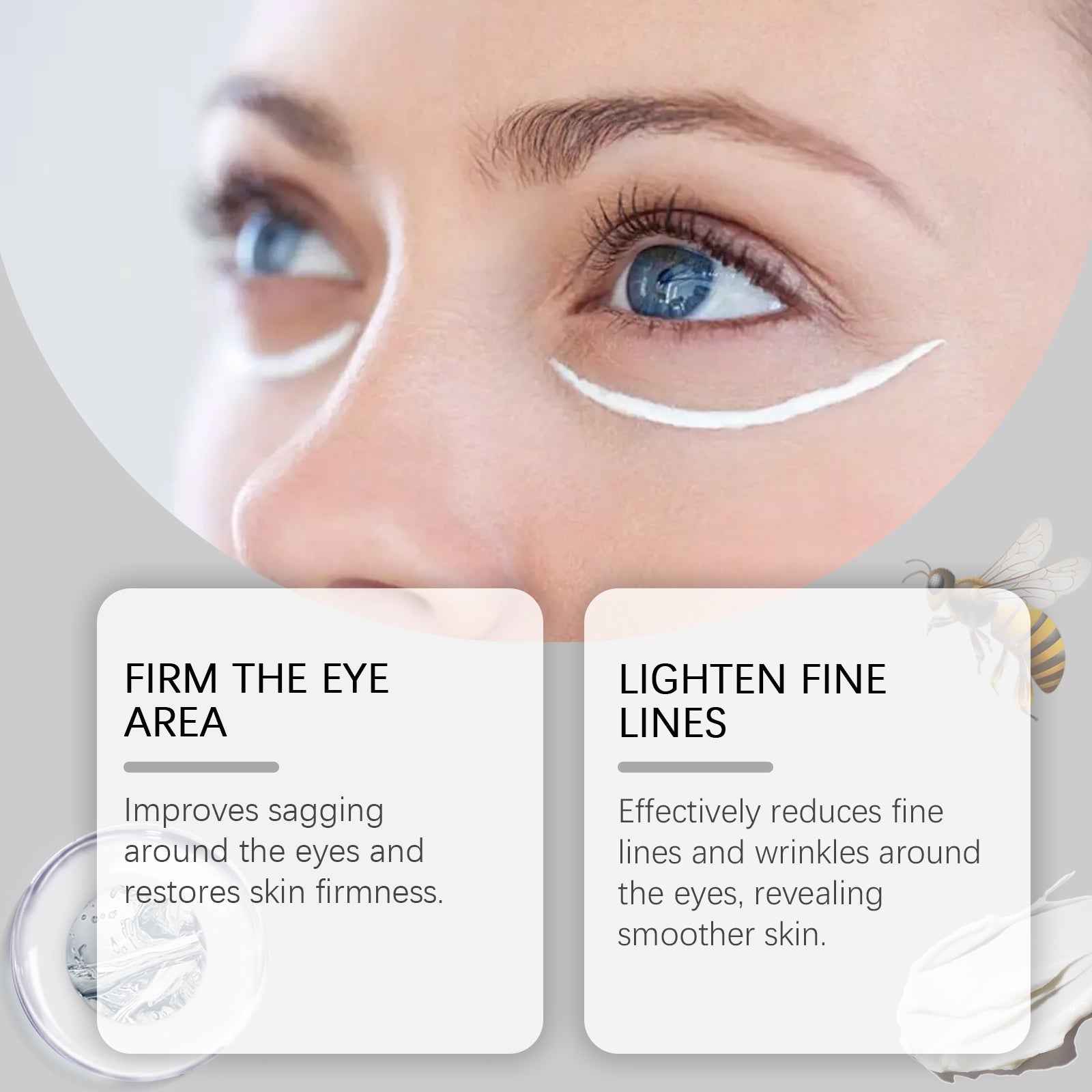 Bee Venom Firming Eye Cream, Anti-Wrinkle Revitalizing, Hydrating And Moisturizing Eye Cream To Improve Dry Eye Bags Around The Eyes