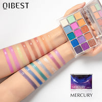 QIBEST Starry Eye Shadow Earth Color Mashed Potato Pearlescent Matte Glitter Eyeshadow Powder 15 Color Eyeshadow