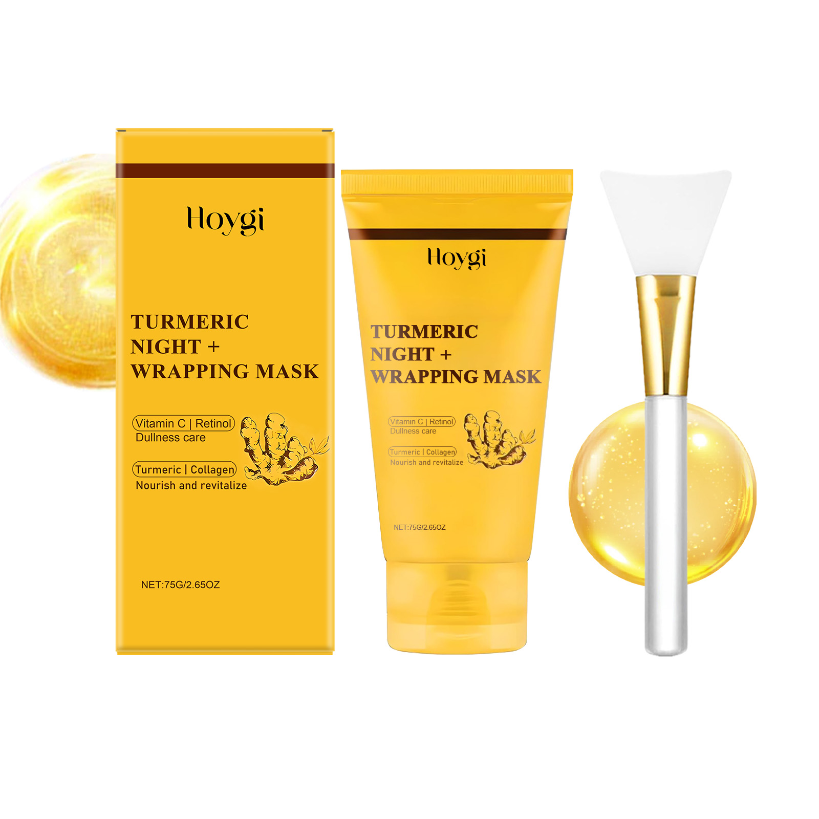 Hoygi Turmeric Collagen Peel-Off Mask (With Scraper) Gently Exfoliates, Nourishes, Moisturizes, Hydrates And Firs The Skin Mask