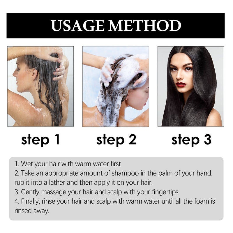 Dark Hair Shampoo, Polygonum Multiflorum Essence Moisturizes And Nourishes Hair Natural Black Hair Silky Glossy Shampoo