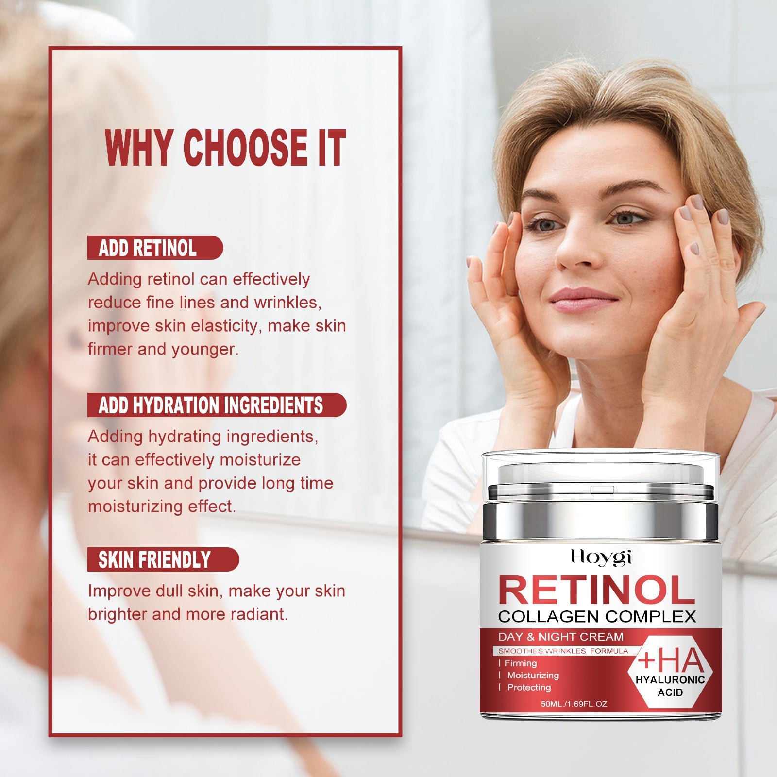 Retinol Anti-Wrinkle Cream, Reduces Fine Lines By Firming, Tender Skin And Moisturizing Anti-aging Cream
