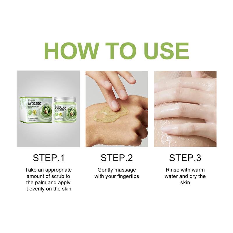 OceAura Avocado Body Exfoliating Scrub - Smooth Brightening Skin Polish