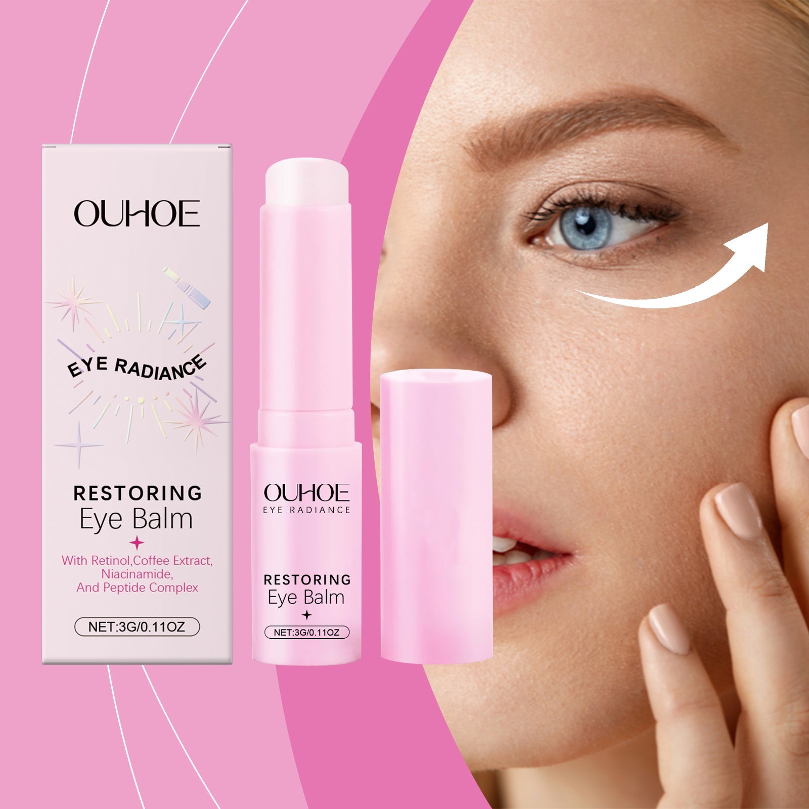 OUHOE Eye Cream Stick, Gently Moisturizes Skin, Hydrates And Improves Fine Lines Around Eyes