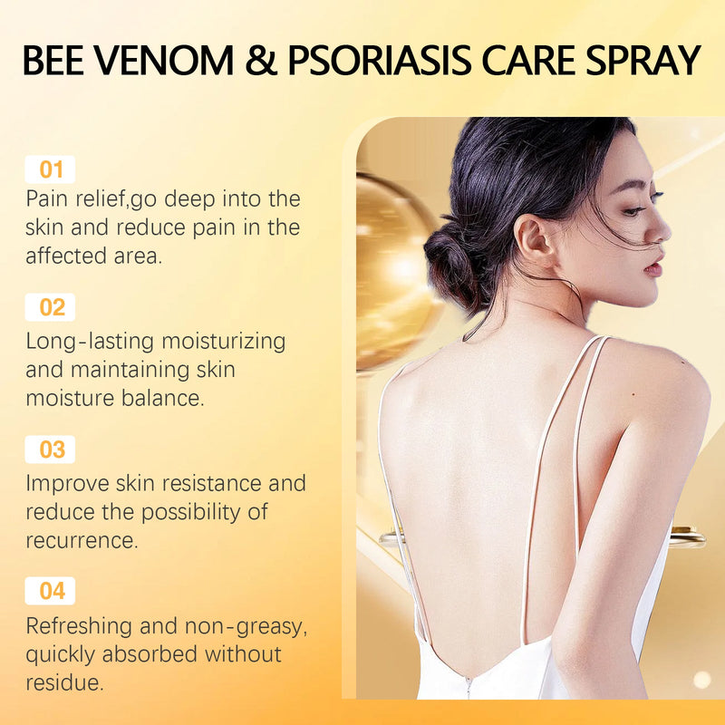 Bee Venom Psoriasis Care Spray, Psoriasis Spray Herbal Cooling Anti-Itch Skin Care Anti-Dandruff Light Redness Spray