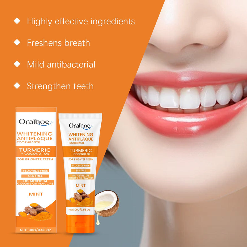 Oralhoe Turmeric Toothpaste Gently Cleans Teeth Repair Dental Hygiene Care Improves Yellow Teeth Brightening Remove Stains