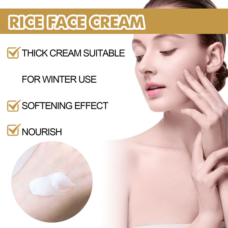 Rice Cream Gently Lightens Fine Lines, Hydrates, Moisturizes Pores, Tightens Facial Skin Care