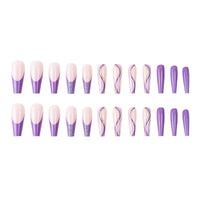Purple Glitter Wearing Manicure French Geometric Lines Aurora Bright Nail Patches