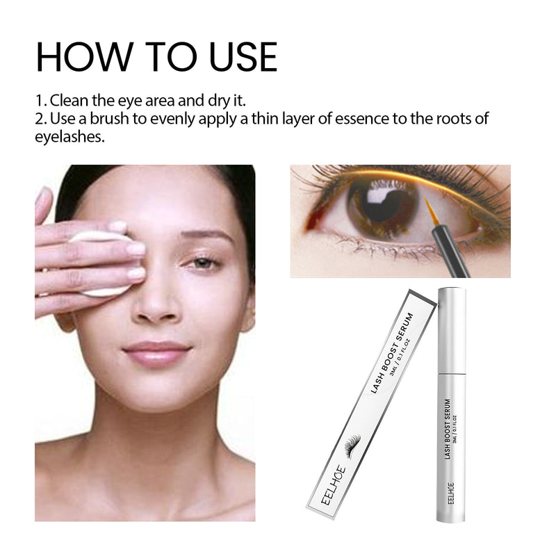 EELHOE Lash Boost Serum, Eyebrows And Eyelashes Black Thick Curly Natural Beautiful Slender Long Gentle Not Easy To Smudges