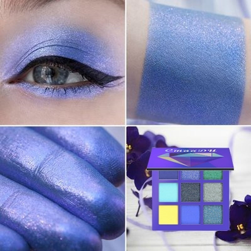 CMAADU Brand 9color Diamond Bright Eye Shadow Palette Matte Shimmer Glitter Eye Shadow Powder Cosmetic Party Makeup Kit
