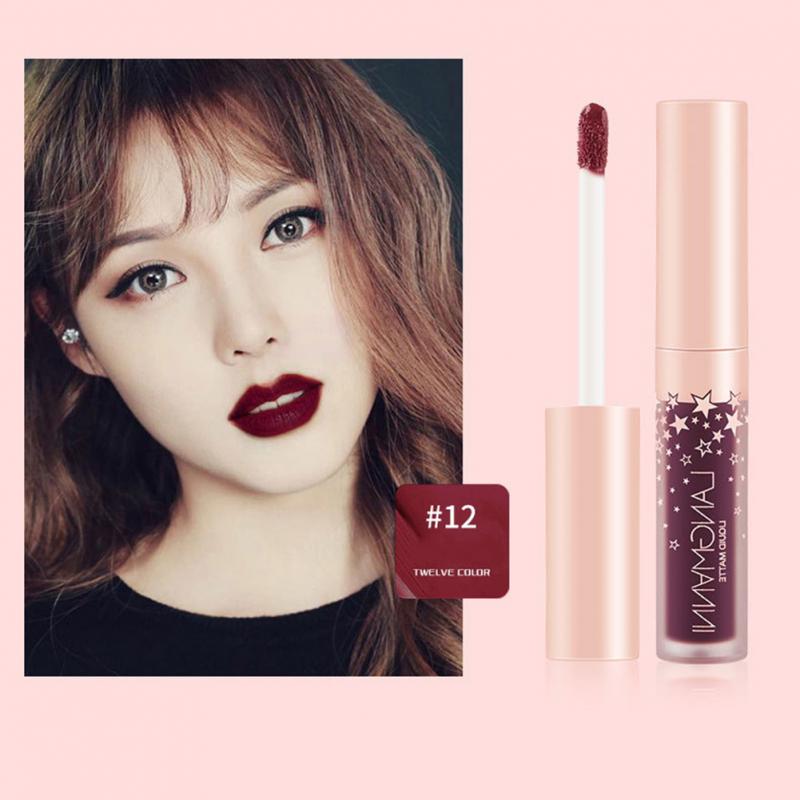 12PCS Matte Lipsticks Waterproof Lipstick Lip Sticks Cosmetic Easy To Wear Lip Gloss Makeup 12 Colors Non-stick Cup Lipstick