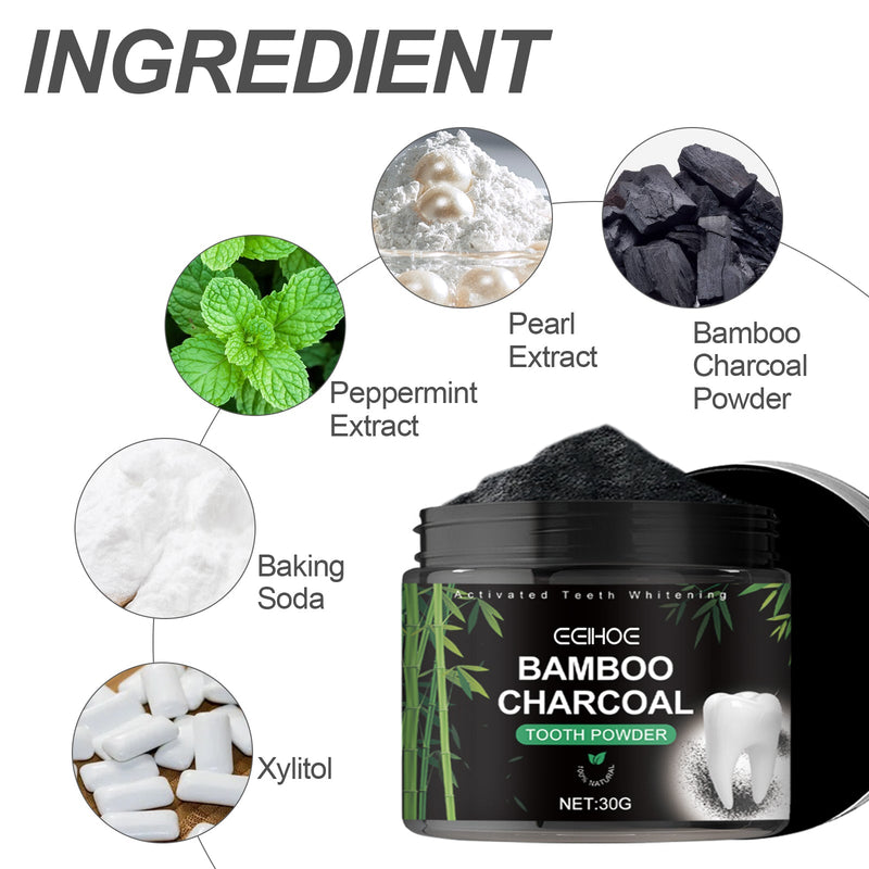 Bamboo Charcoal Tooth Powder Cleaning Bad Breath Stains Stains Stains Fresh Breath White Teeth Cleaning Powder