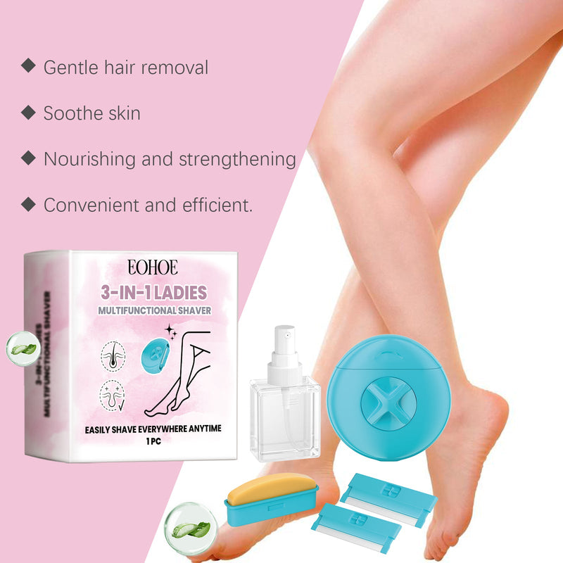 EOHOE 3-In-1 Women's Razor Multi-Functional Gentle Body Cleaning Shaver Travel Set