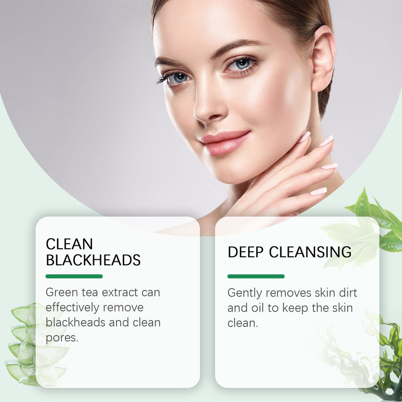 OUHOE Green Tea Facial Cleanser Solid Mask Improves Dullness, Moisturizes, Gently Cleans And Brightened Skin Mask