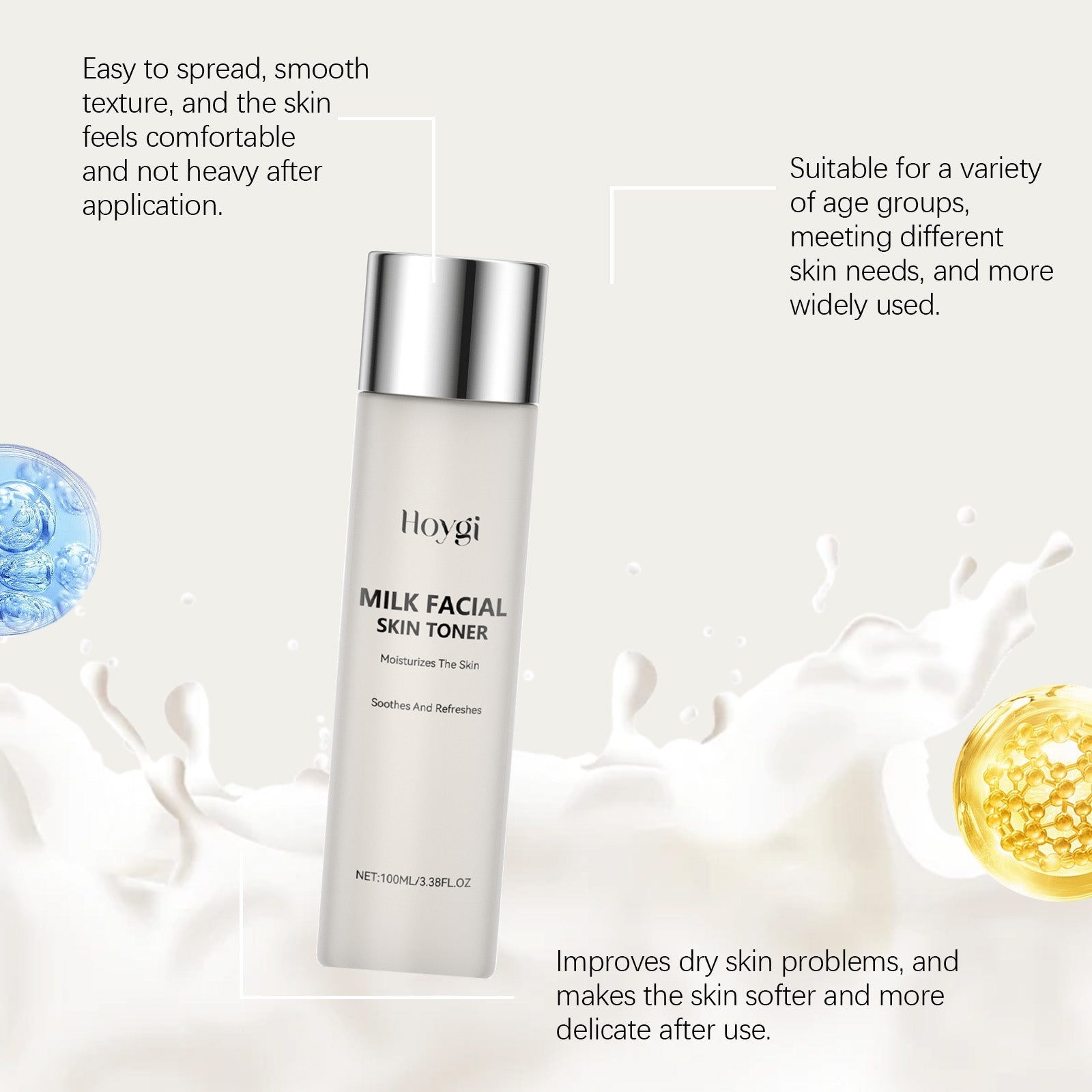 Hoygi Milk Deep Moisturizing Toner, Gently Nourishes Skin, Hydrates Moisture, Locks Water, Brightens And Rejuvenates Skin