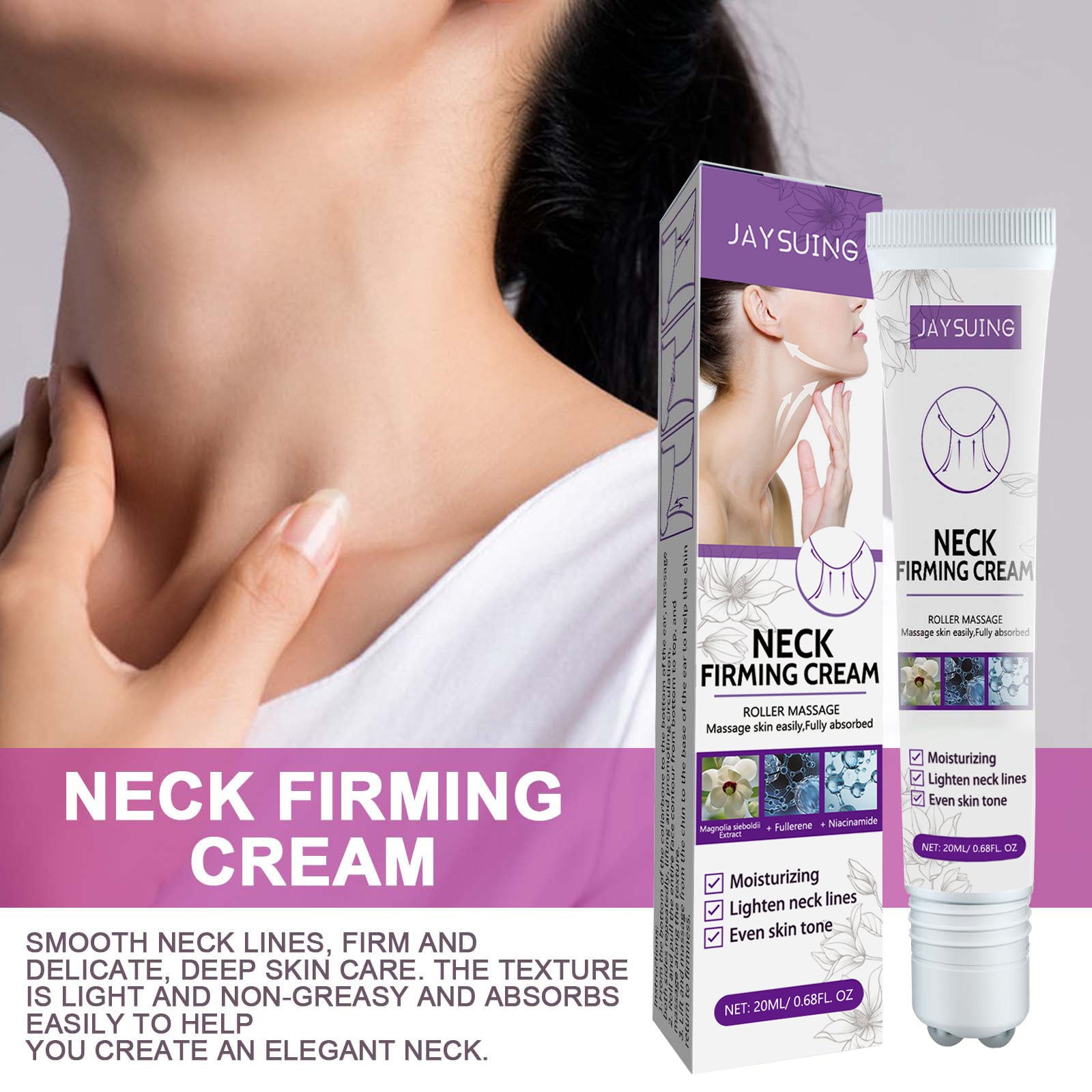 Roller Neck Cream, Reduces Neck Lines And Lifts Brightening Skin Neck Firming Cream