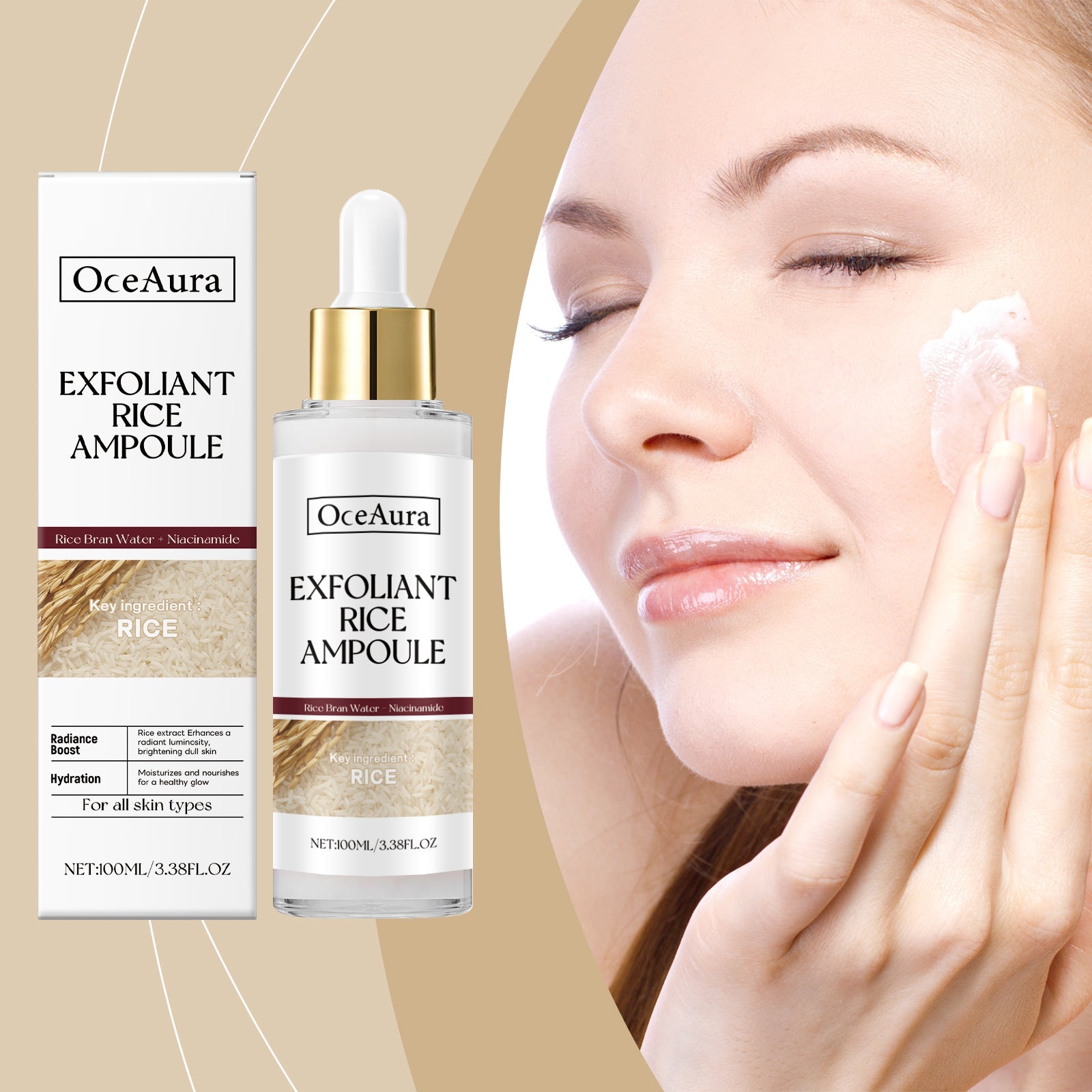 OceAura Rice Moisturizing Exfoliator, Moisturizes, Hydrates, Gently Exfoliates And Protects Tender Skin