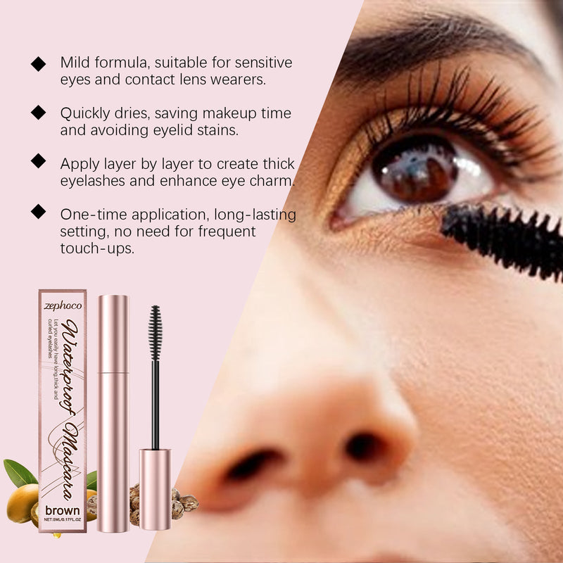zephoco Brown Curl Mascara, Daily Moisturizes Natural Beauty Holding Eye Mascara