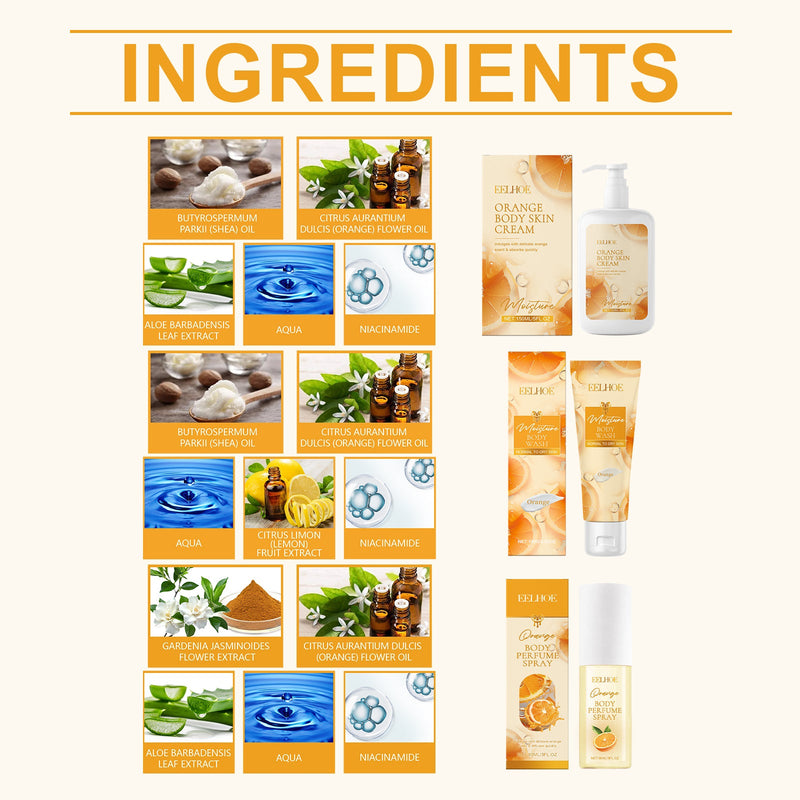 EELHOE Orange Gift Set - Whitening & Moisturizing Body Care Fragrance Set