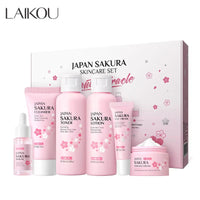 Sakura Skin Care Set Facial Cleanser Moisturizing Face Cream Sunscreen Hydrating Mask Toner Eye Cream Brightening Facial Serum