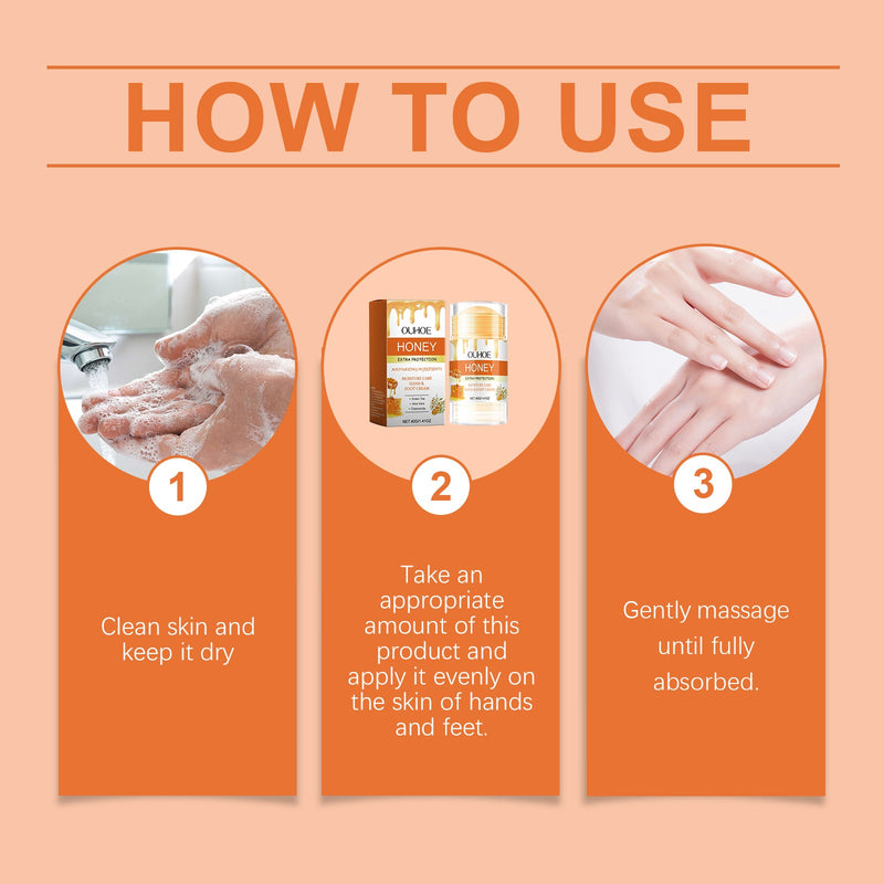 Hand And Foot Care Stick, Deep Moisturizing Soft Skin Cleansing Exfoliating Honey Nourishing Hand And Foot Care Cream