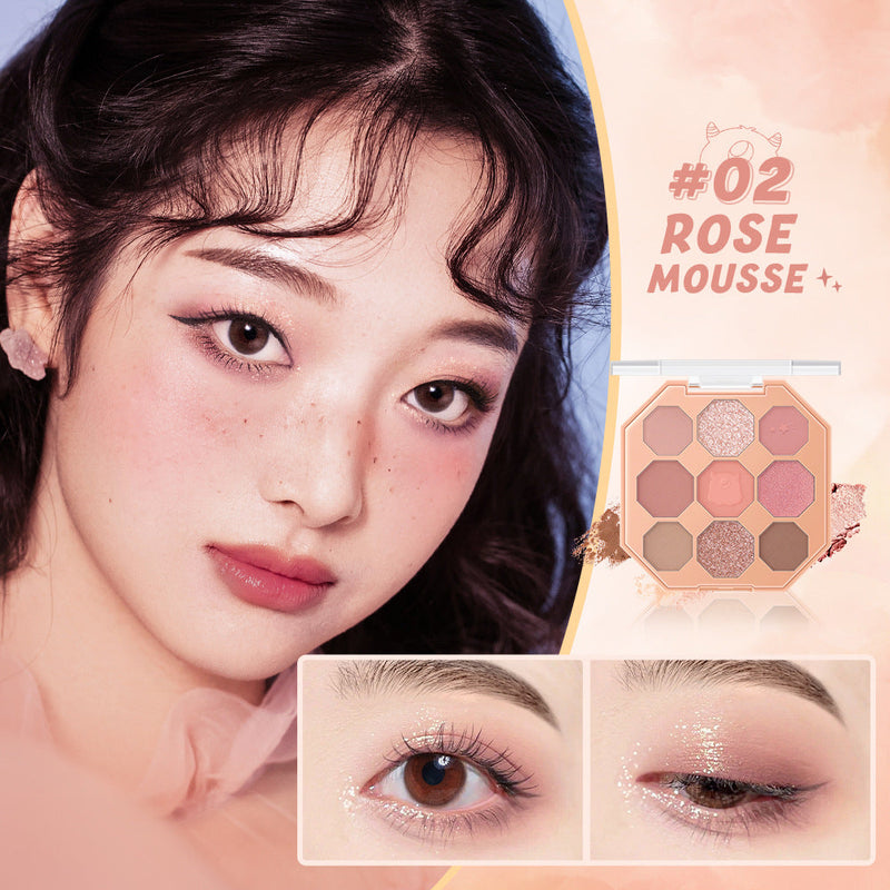 BANXEER Colored Star Shining Beast Nine Color Eye Shadow Disk Lasting Shining Clear Fine Non Flying Powder BM10