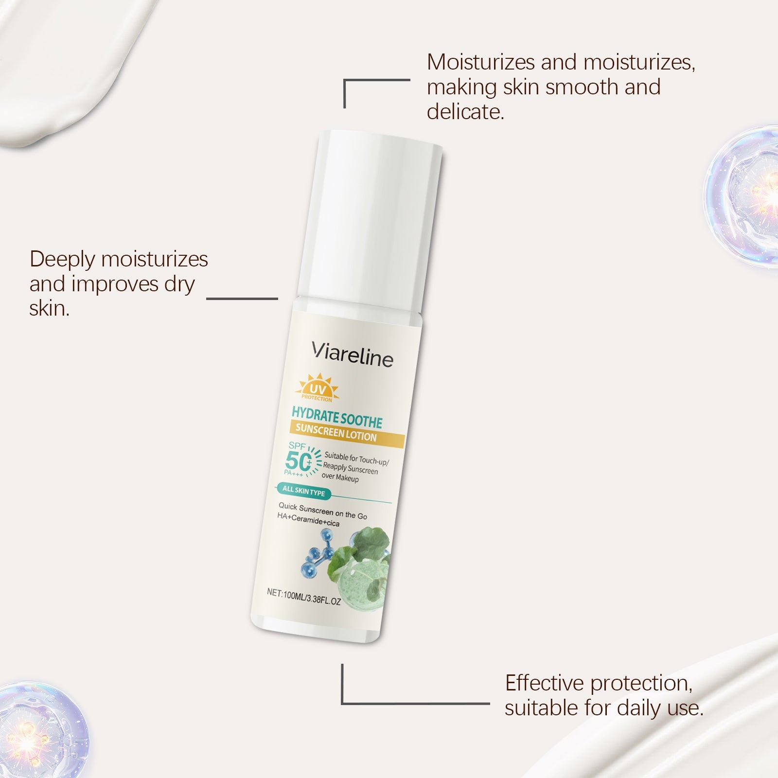 Viareline Moisturizing Protective Emulsion Hydrates And Moisturizes The Water Temperature, Refreshing And Comfortable Care For The Skin