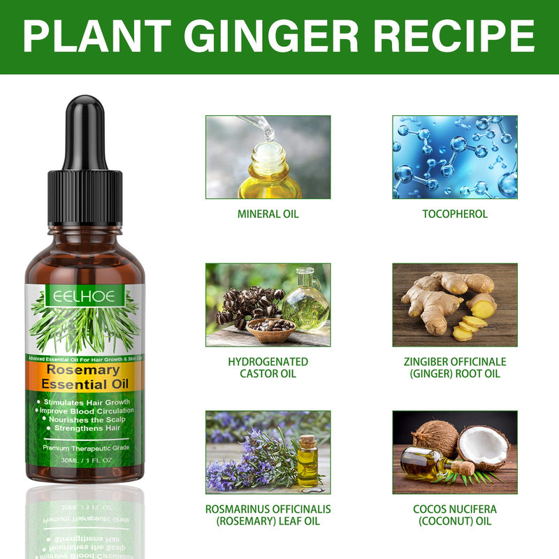 EELHOE Rosemary Hair Essential Oil Gentle Scalp Care Soft Shine Natural Fluffy Hair Essential Oil