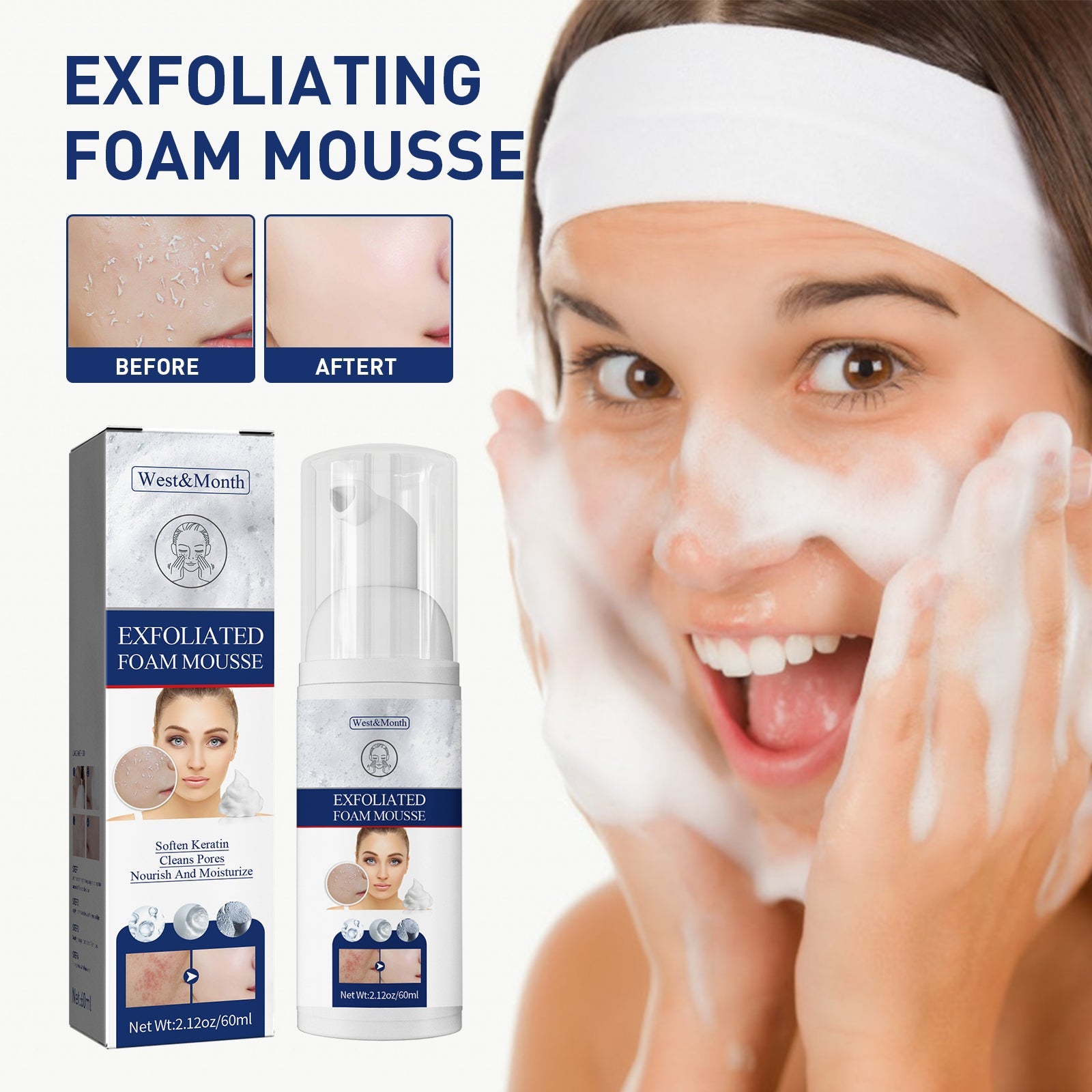 Exfoliating Mousse, Cleanser Skin Pore Control Oil Gently Cleanses Exfoliating Dead Blackheads